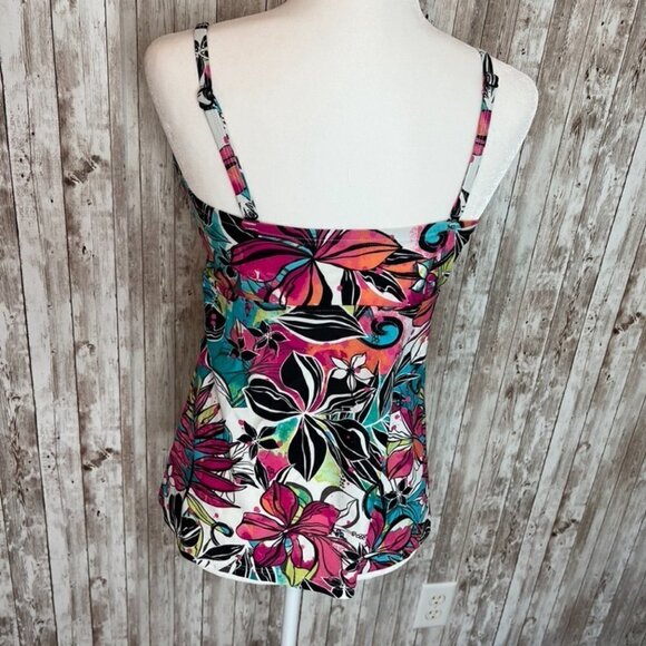 Croft & Barrow White Floral Tankini Top size 14L - Picture 3 of 4